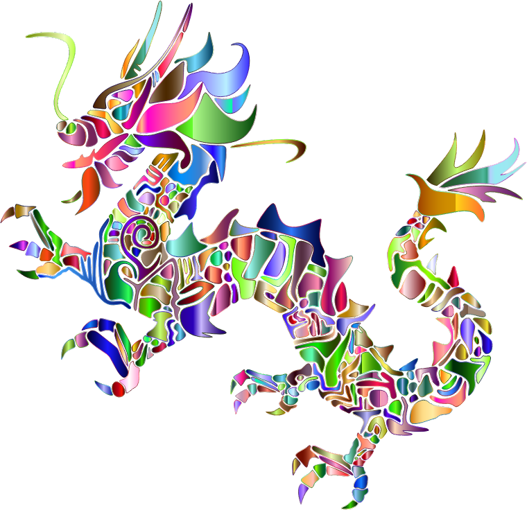 Chromatic Tribal Asian Dragon Silhouette 2 No Background