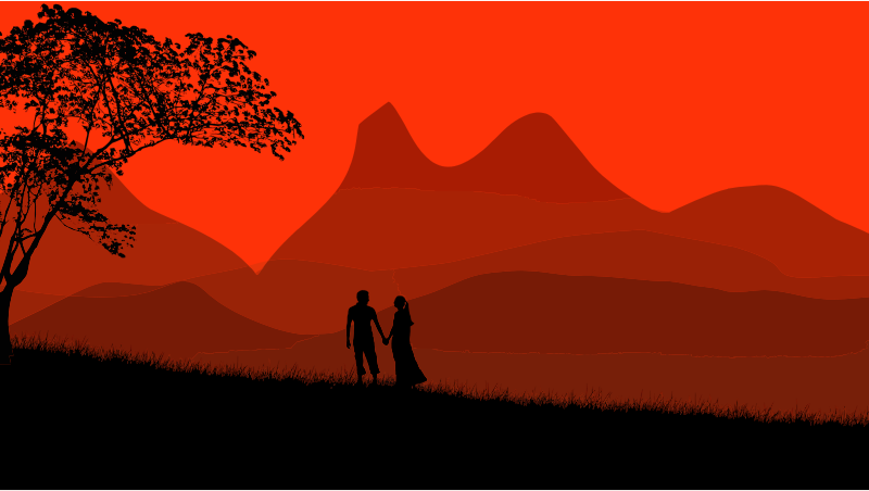 Sunset Couple Silhouette