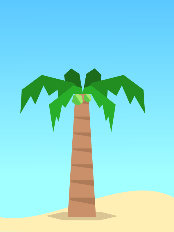 Beach scene with Coconut tree minimal design background