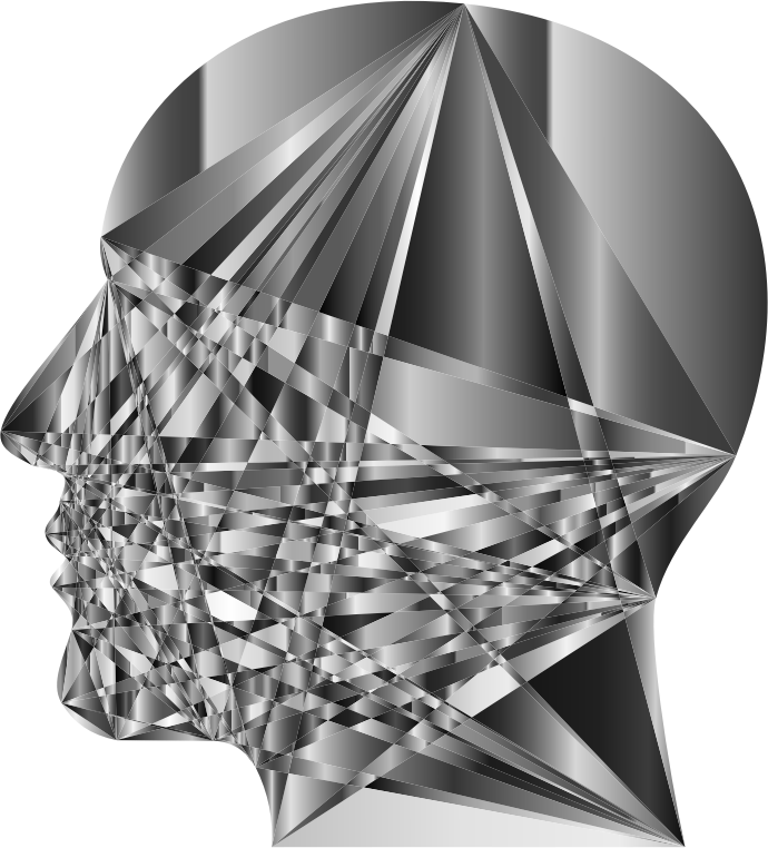 Grayscale Geometric Man Head