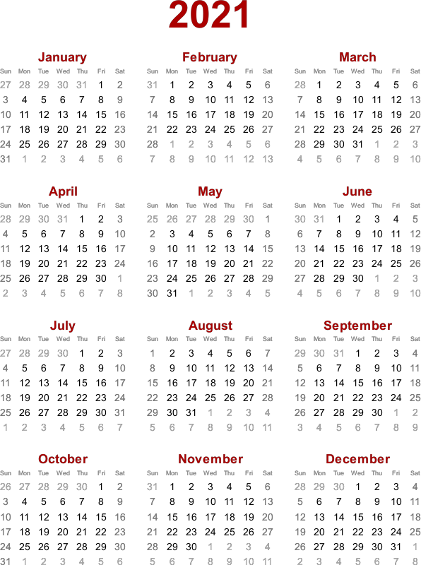 2021 calendar - Openclipart