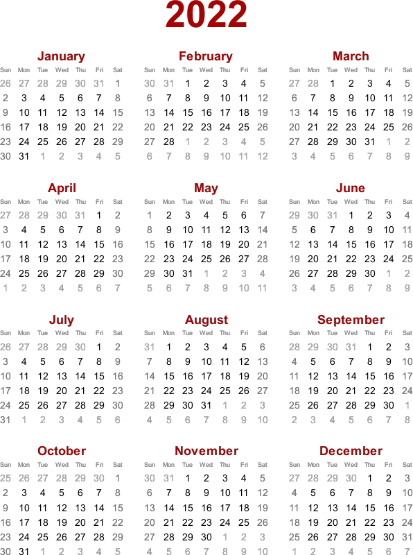 2022 calendar - Openclipart