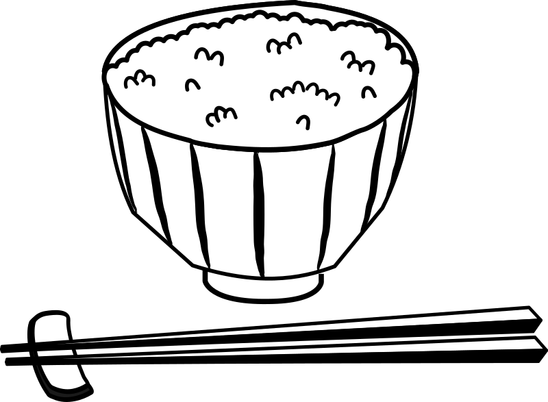 Japanese Rice Bowl Black White Openclipart