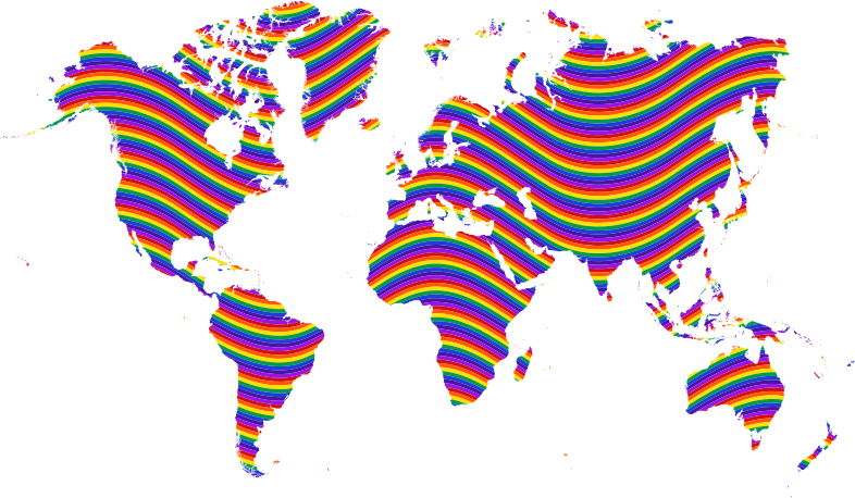 Rainbow Waves World Map