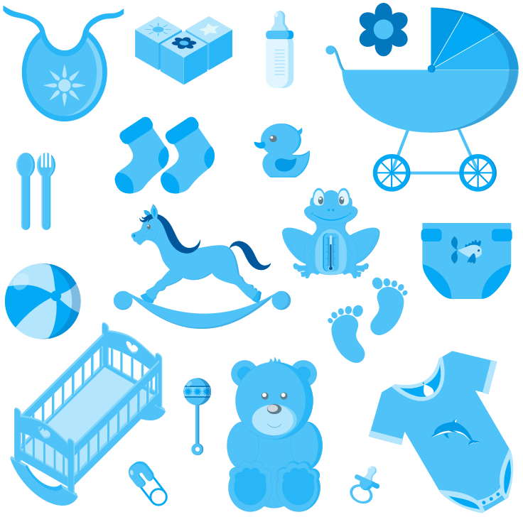 Baby boy accessories no background