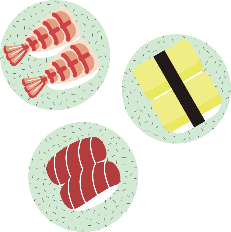 Sushi on plates