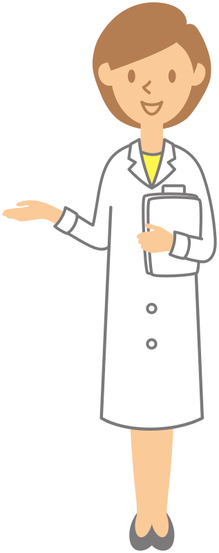 medical doctor - woman, pointing left