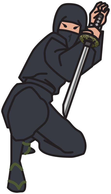 Ninja with a sword, attacking