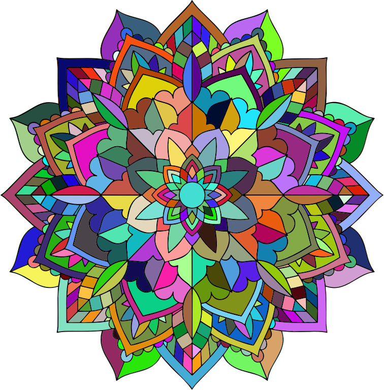 Prismatic Floral Mandala Line Art