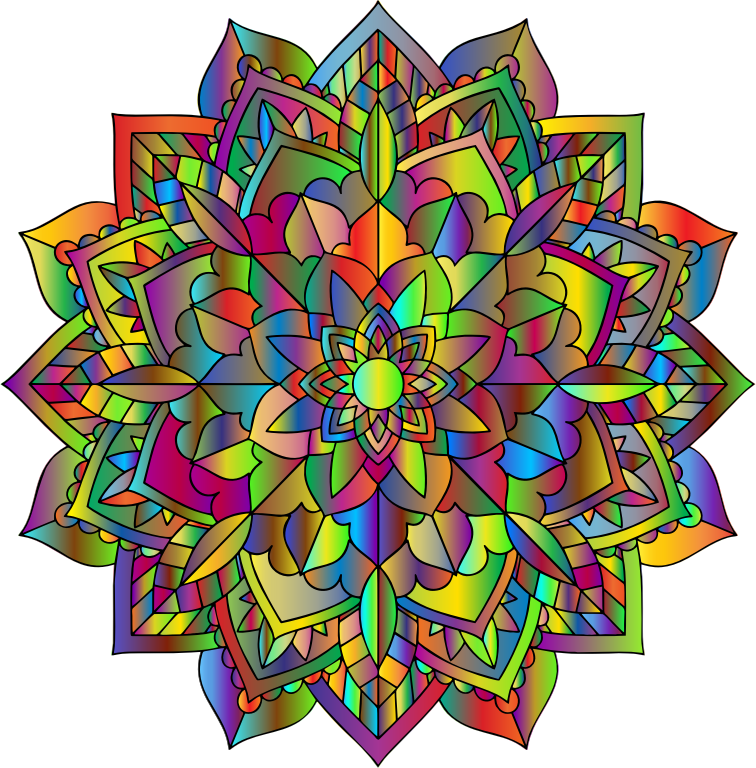 Prismatic Floral Mandala Line Art 2