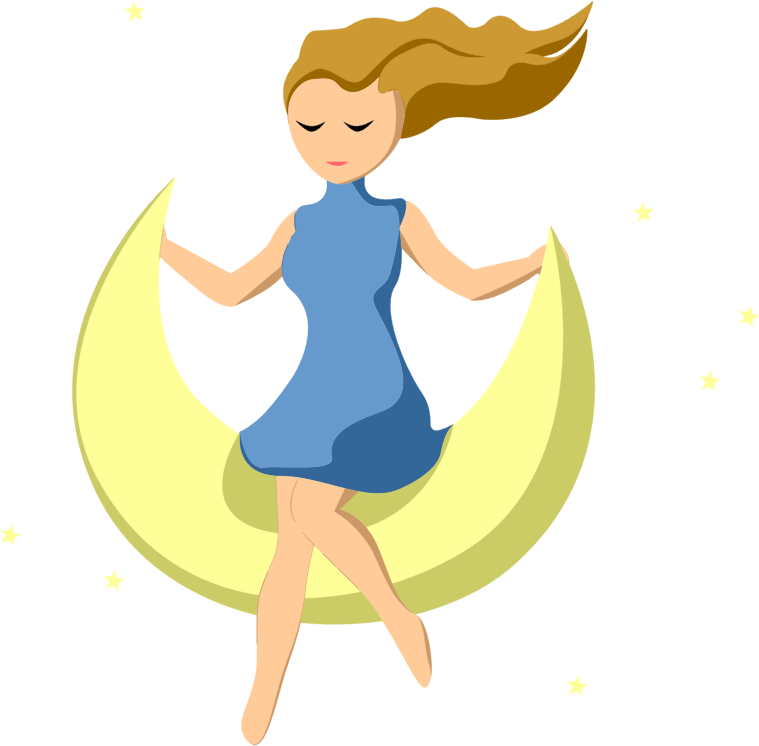 Girl On Crescent Moon