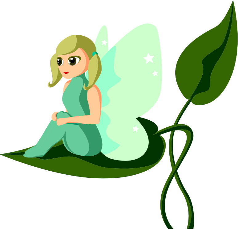 Female Fairy Sitting On Leaf