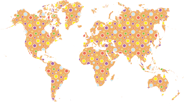 Cute Floral World Map