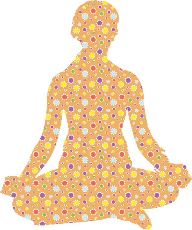 Cute Floral Female Yoga Pose Silhouette 7