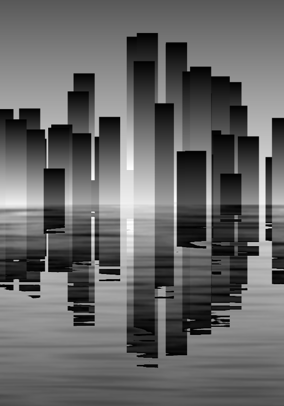 city skyline reflection (animated)