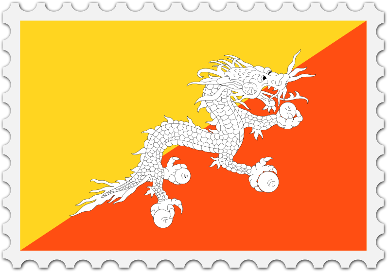 Bhutan flag stamp
