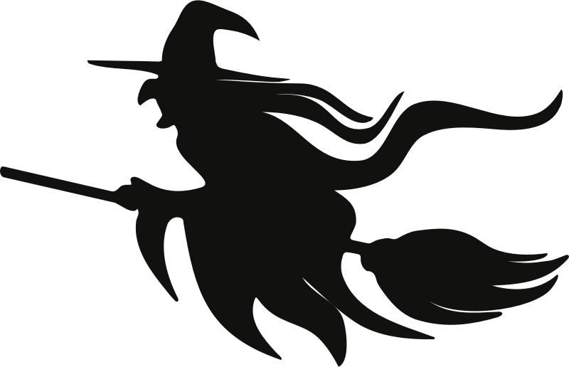 Witch on Broomstick Silhouette