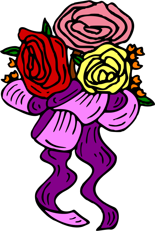 Flowers with ribbon (colour)