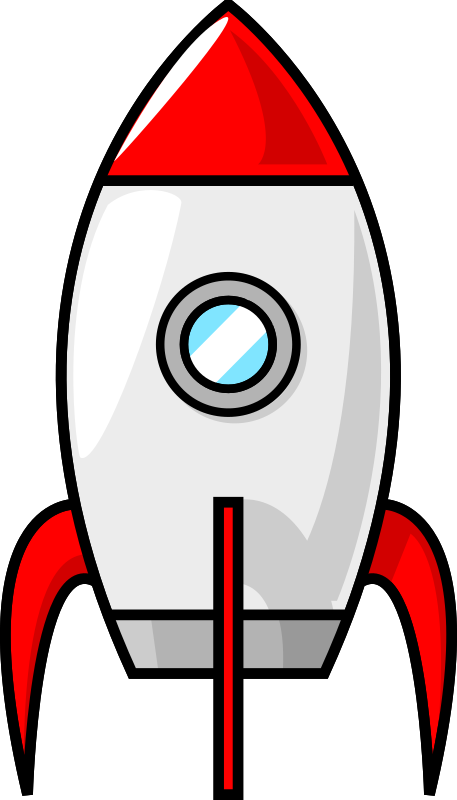 A cartoon moon rocket