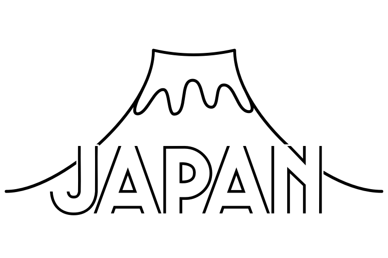 Mount Fuji with Japan Typeface - White