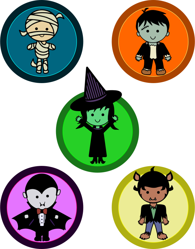 Cute Halloween Monster Badges