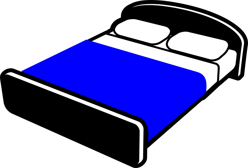 Bed with blue blanket