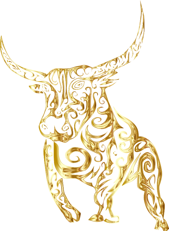 Tribal Bull Line Art Gold