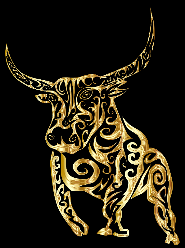 Tribal Bull Line Art Gold With Background