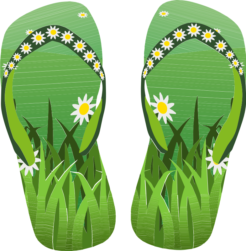 Thong Green With Grass and Flowers Remake