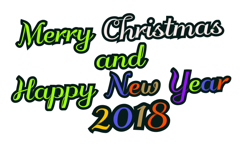 Merry Christmas & Happy New Year 2018 - decorative text