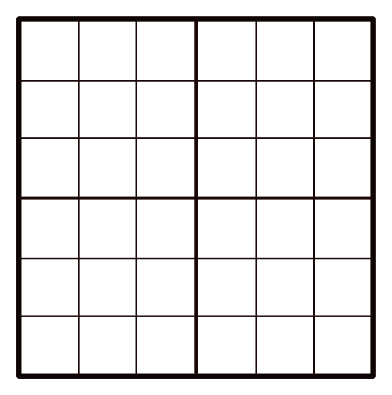 6x6 Empty Sudoku Grid