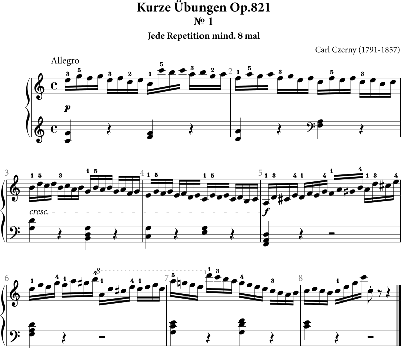 Carl Czerny, Kurze Übungen Op.821 Nr. 1