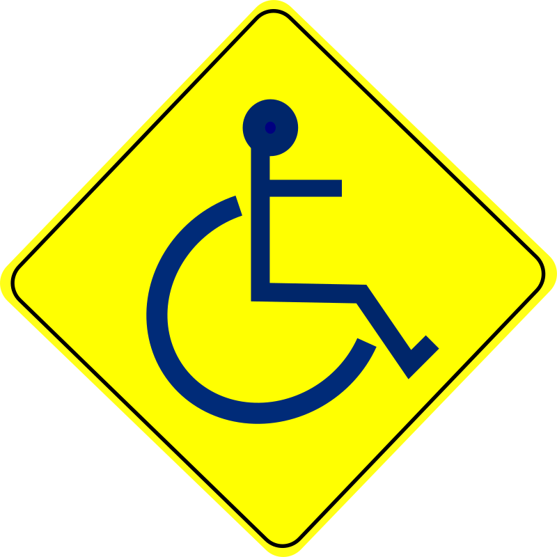 Wheelchair Caution Sign Blue - Free Clipart Icon Download