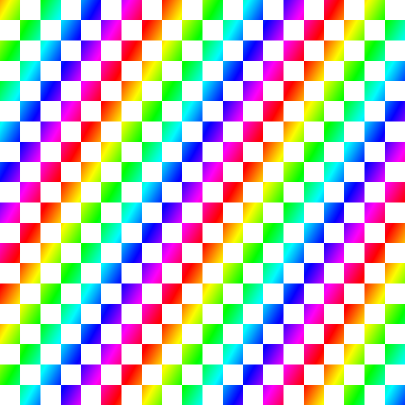 Squares rendered with rainbow colors