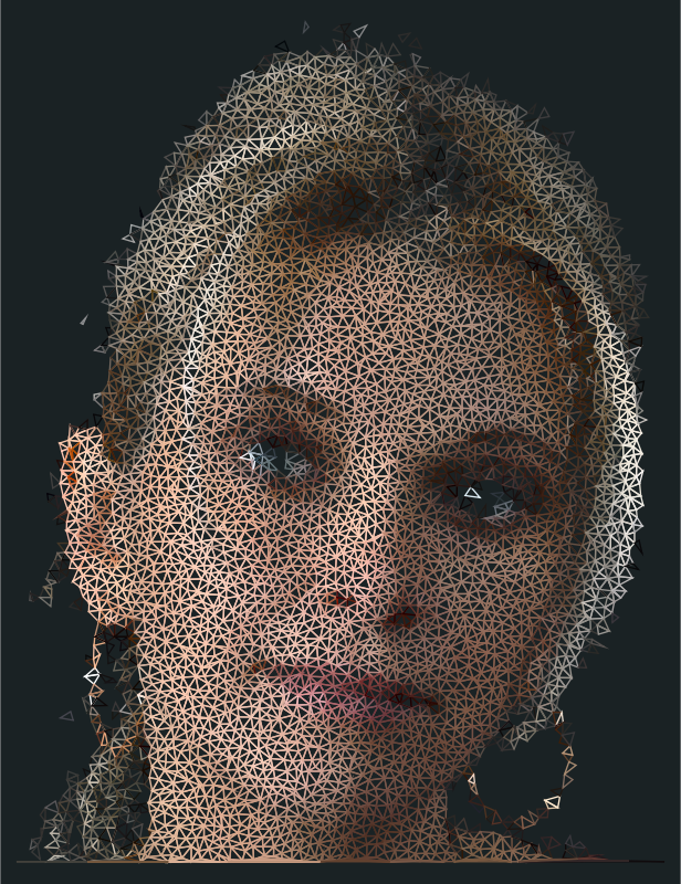 High Poly Blonde Woman Portrait Wireframe