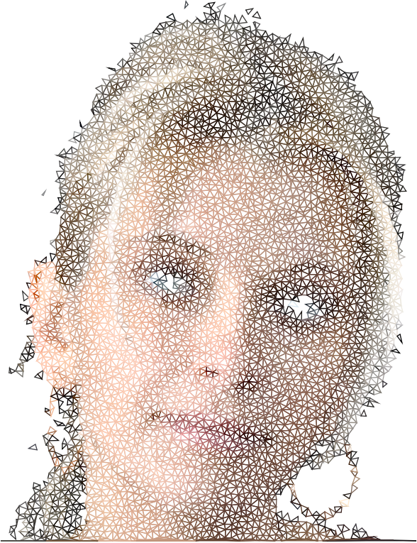 High Poly Blonde Woman Portrait Wireframe No Black