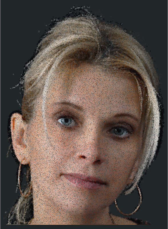 Very High Poly Blonde Woman Wireframe