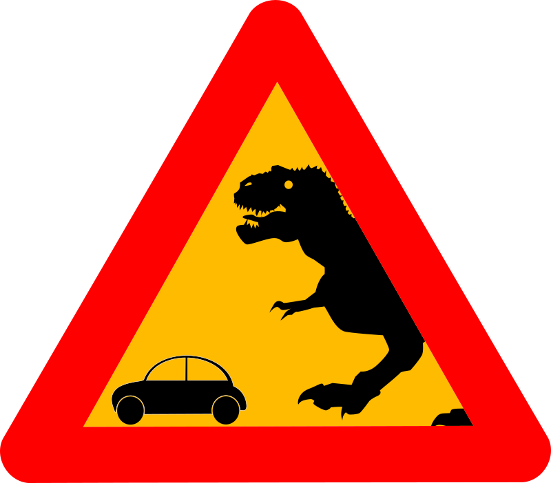 Warning tyrannausaurus-rex