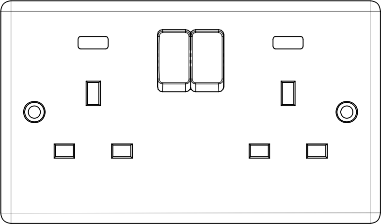 UK 13A Power Point double Front elevation