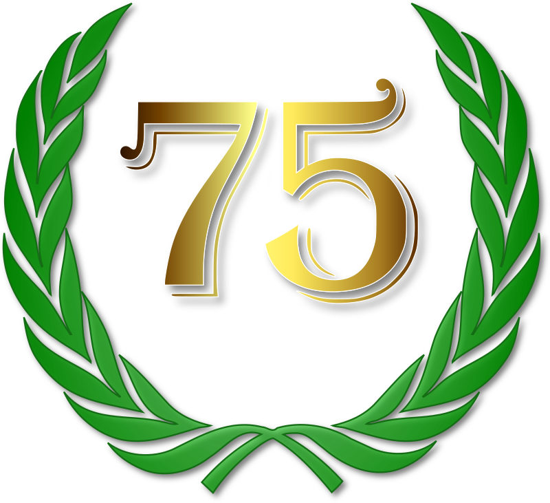 Laurel wreath with golden 75