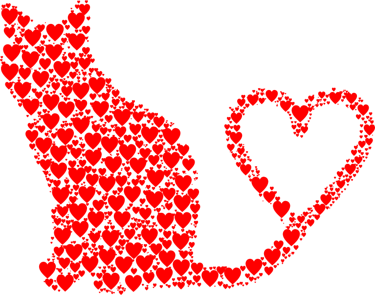 Cat 2 Silhouette Heart Tail Hearts