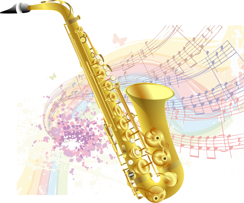 Saxophone with music background Openclipart