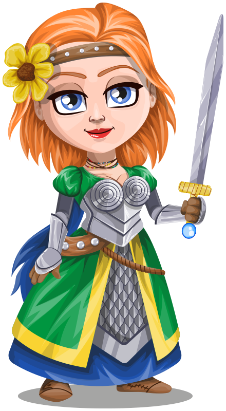 Woman knight warrior in armor, holding a sword - 3 - redhead