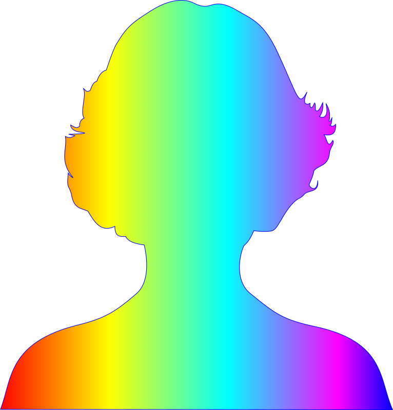 female silhouette with rainbow gradient