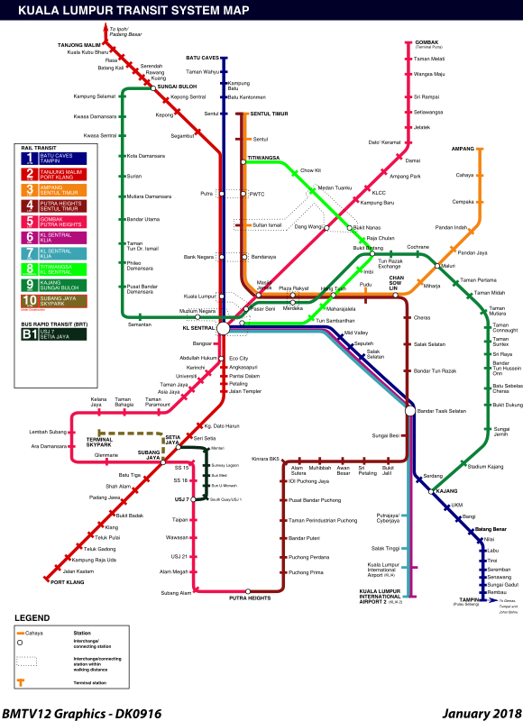 Kuala Lumpur/Selangor Rail Transit Map