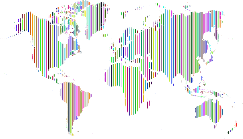 Vertical World Map Slices Prismatic