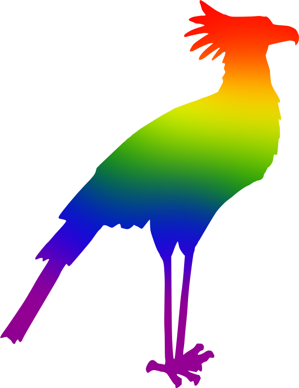 Secretary bird (rainbow colours 2)