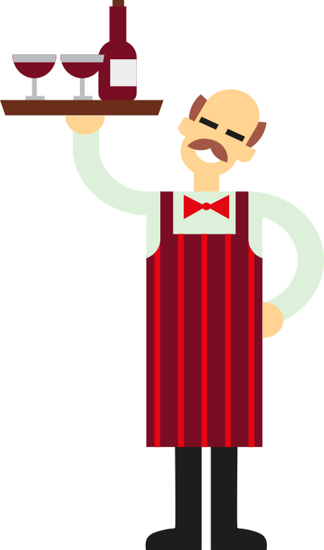 Waiter with Wine - Openclipart