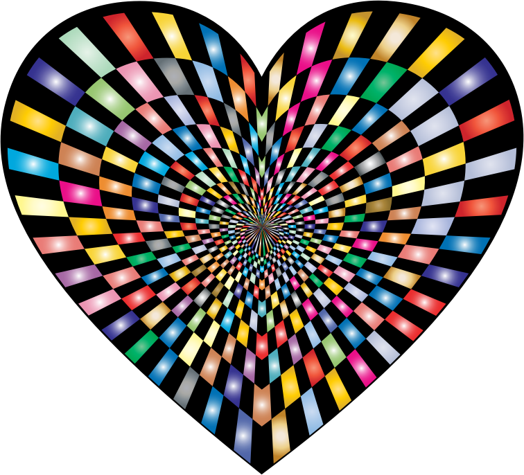 Optical Illusion Checkerboard Heart Prismatic