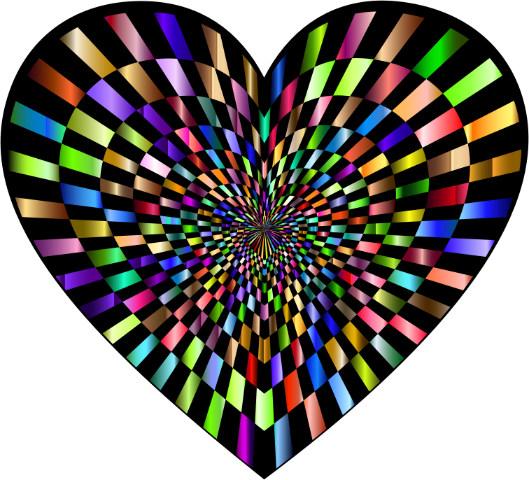 Optical Illusion Checkerboard Heart Prismatic 2